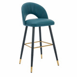 Contemporary Leather Curved Back Bar Stool with Metal Legs Image - 5