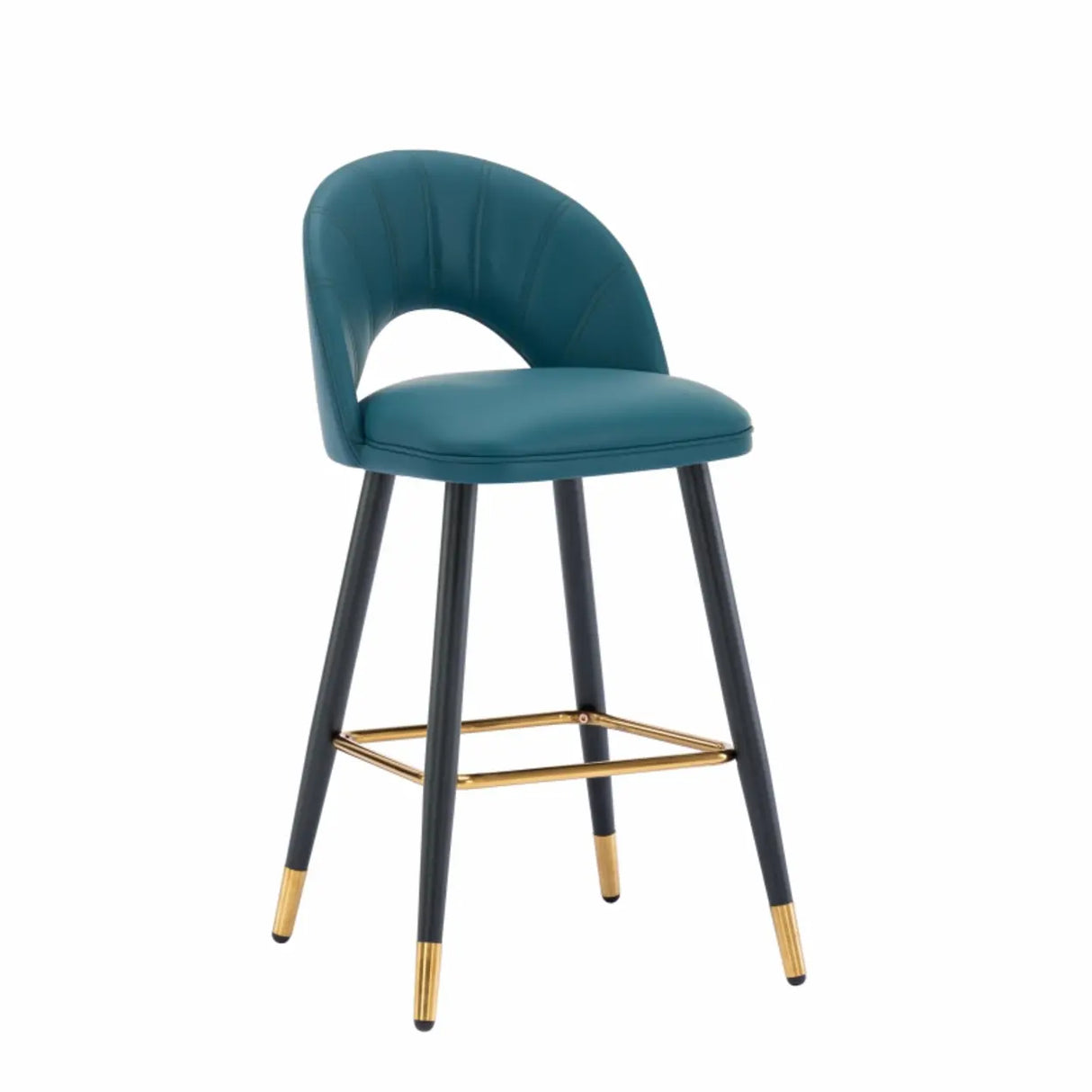 Contemporary Leather Curved Back Bar Stool with Metal Legs Image - 7