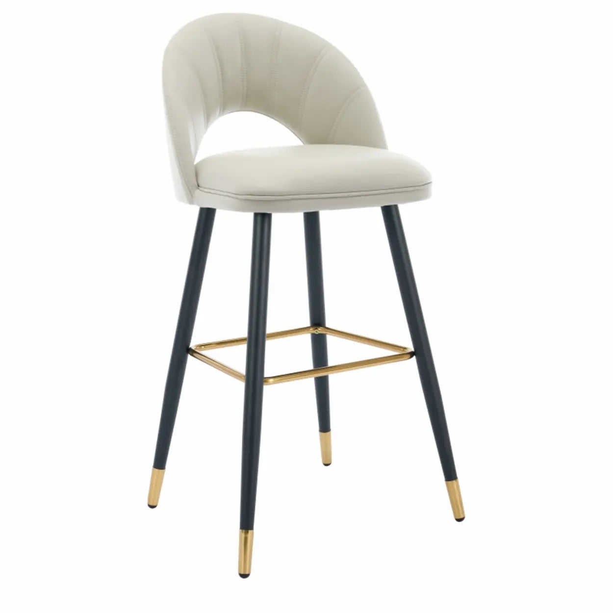 Contemporary Leather Curved Back Bar Stool with Metal Legs Image - 9
