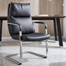 Contemporary Leather Grey Office Chair with Fixed Arms Image - 2