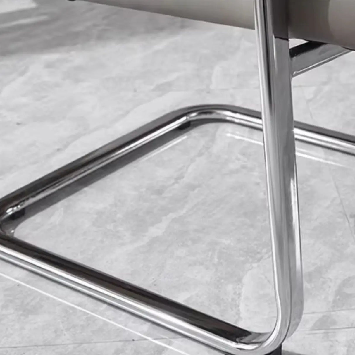 Contemporary Leather Grey Office Chair with Fixed Arms Image - 8