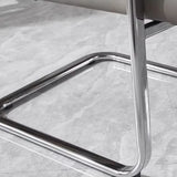 Contemporary Leather Grey Office Chair with Fixed Arms Image - 8