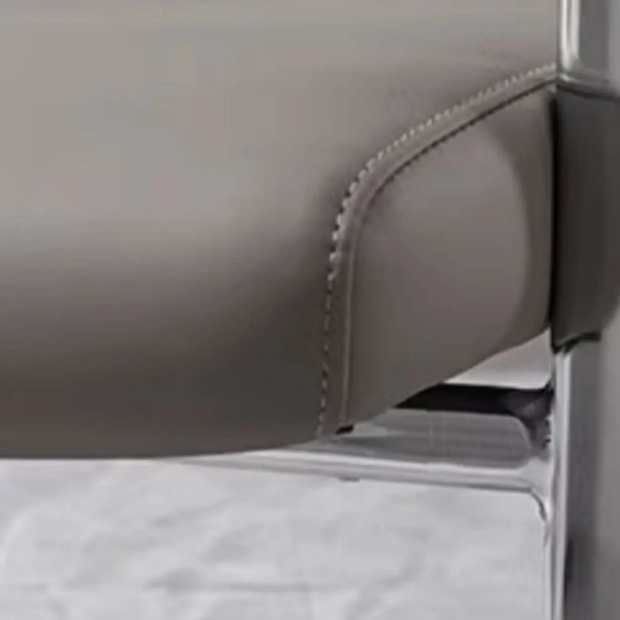 Contemporary Leather Grey Office Chair with Fixed Arms Image - 9