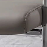 Contemporary Leather Grey Office Chair with Fixed Arms Image - 9