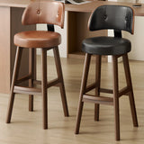 Contemporary Leather Low Curved Back Counter Height Bar Stool Image - 1