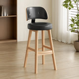 Contemporary Leather Low Curved Back Counter Height Bar Stool Image - 11