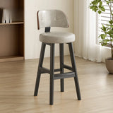 Contemporary Leather Low Curved Back Counter Height Bar Stool Image - 12