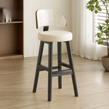 Contemporary Leather Low Curved Back Counter Height Bar Stool Image - 13