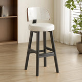 Contemporary Leather Low Curved Back Counter Height Bar Stool Image - 14