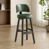 Contemporary Leather Low Curved Back Counter Height Bar Stool Image - 15
