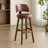 Contemporary Leather Low Curved Back Counter Height Bar Stool Image - 16