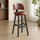 Contemporary Leather Low Curved Back Counter Height Bar Stool Image - 22