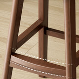 Contemporary Leather Low Curved Back Counter Height Bar Stool Image - 3