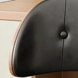 Contemporary Leather Low Curved Back Counter Height Bar Stool Image - 8