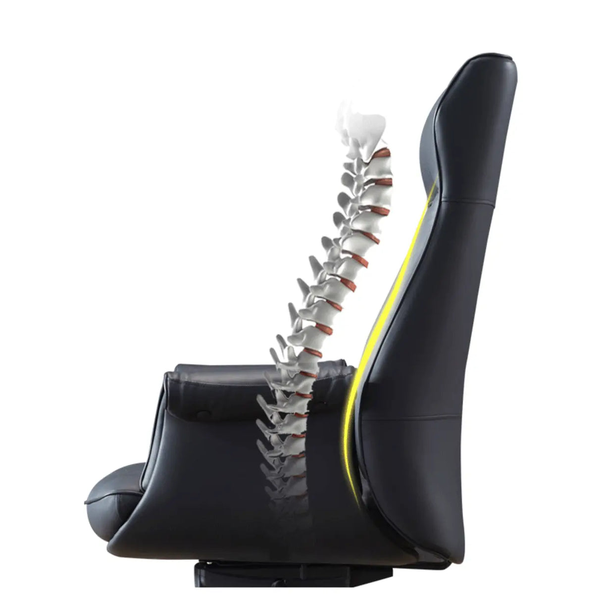 Contemporary Leather Swivel Ergonomic Brown Office Chair Image - 3