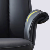 Contemporary Leather Swivel Ergonomic Brown Office Chair Image - 4