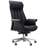 Contemporary Leather Swivel Ergonomic Brown Office Chair Image - 5
