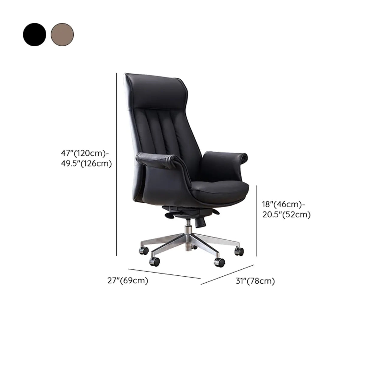 Contemporary Leather Swivel Ergonomic Brown Office Chair 