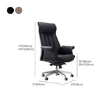 Contemporary Leather Swivel Ergonomic Brown Office Chair #size