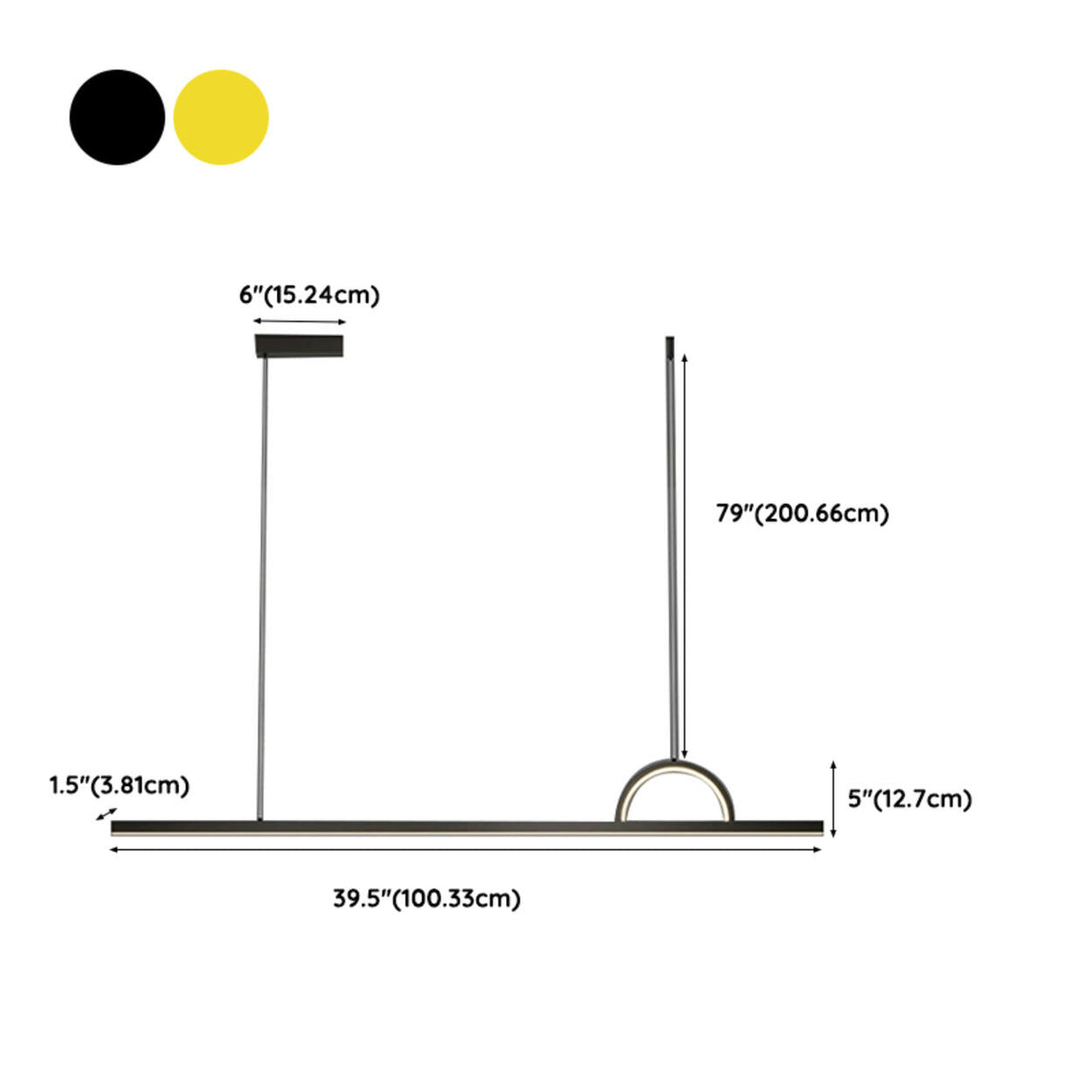 Contemporary Linear and Arch Island Pendant Light 