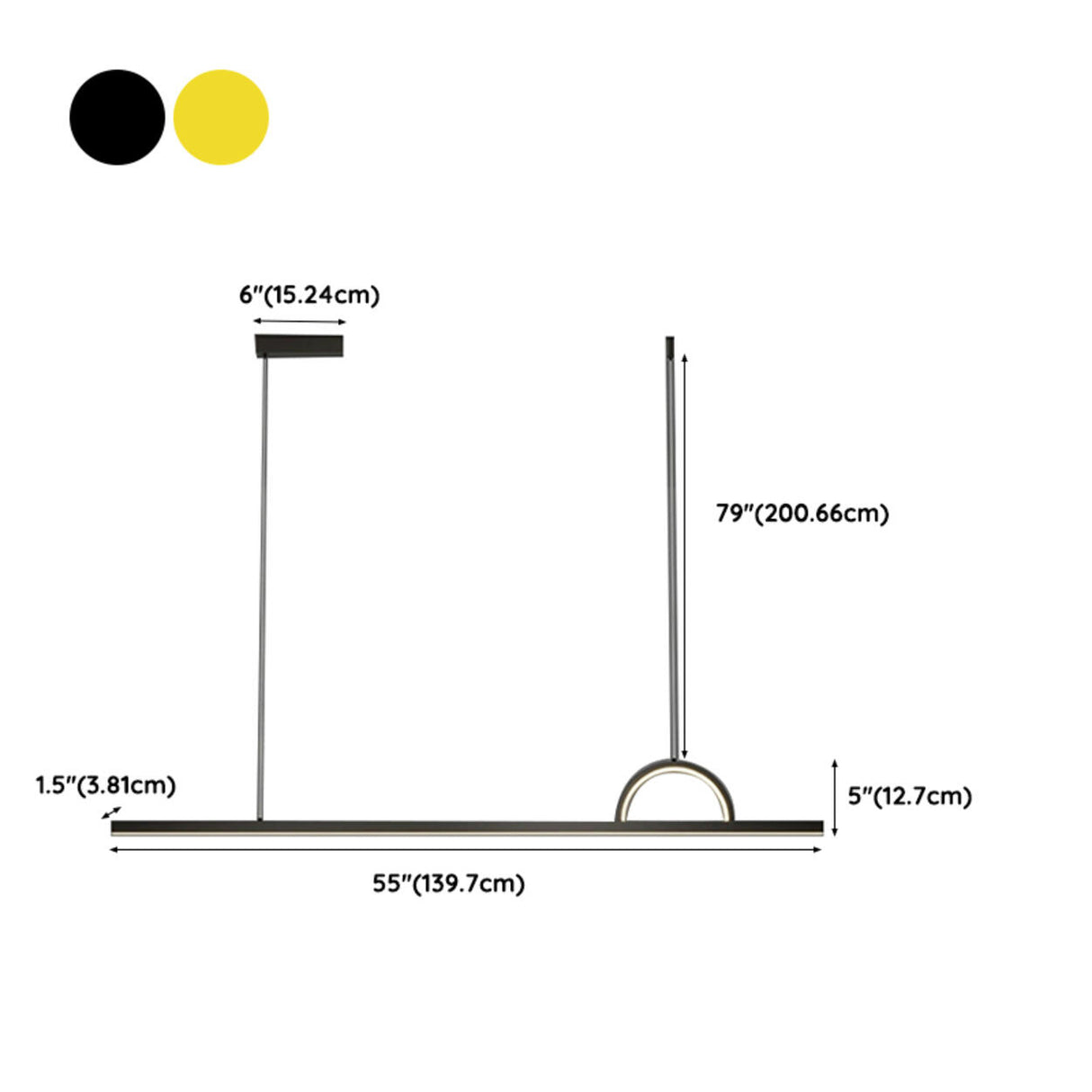 Contemporary Linear and Arch Island Pendant Light Image - 12