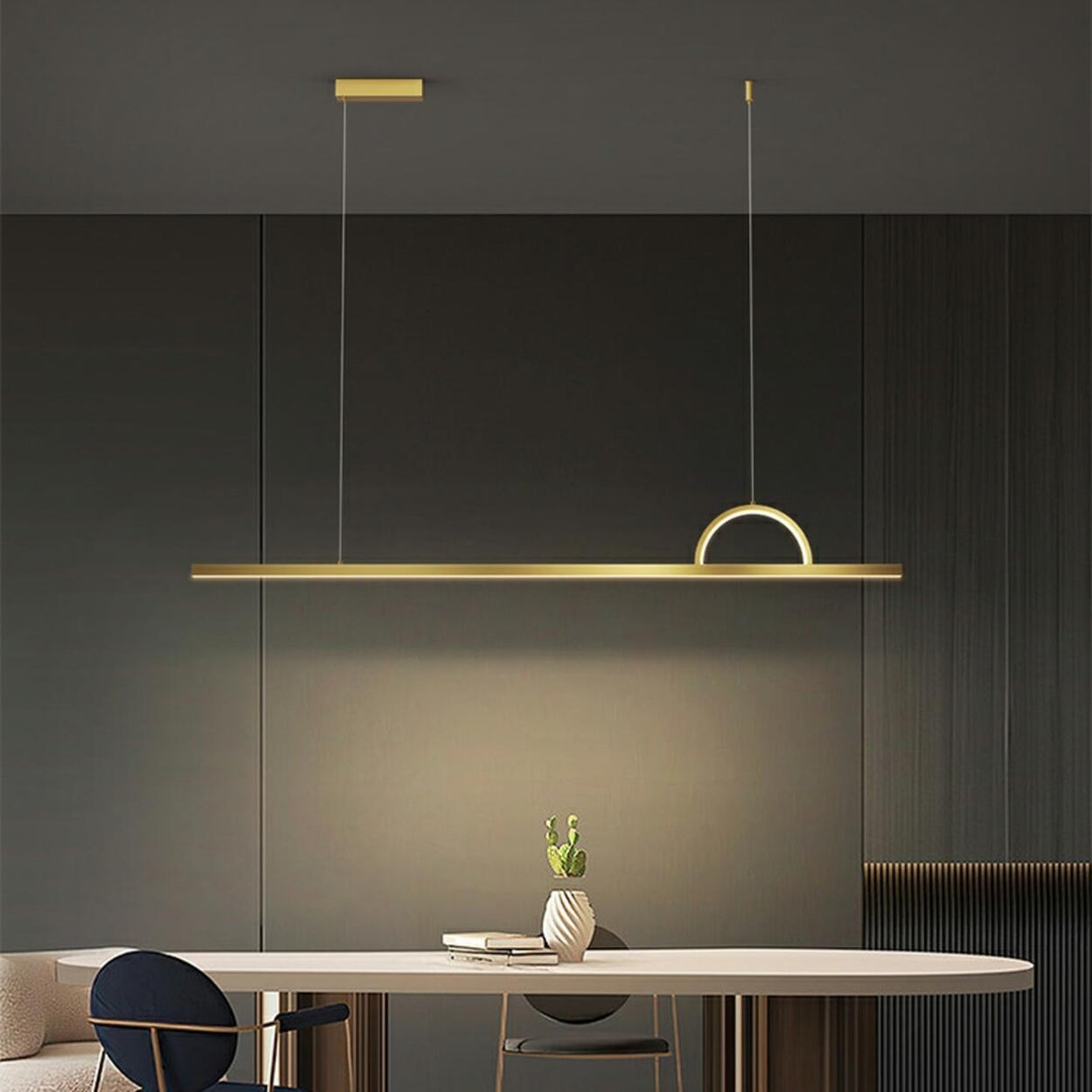 Contemporary Linear and Arch Island Pendant Light Image - 3