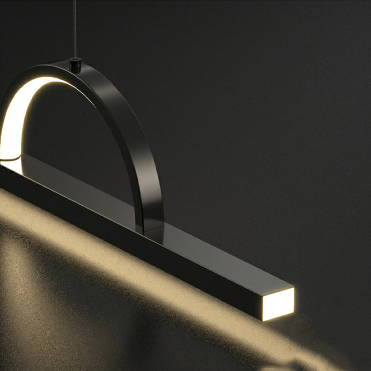 Contemporary Linear and Arch Island Pendant Light Image - 7