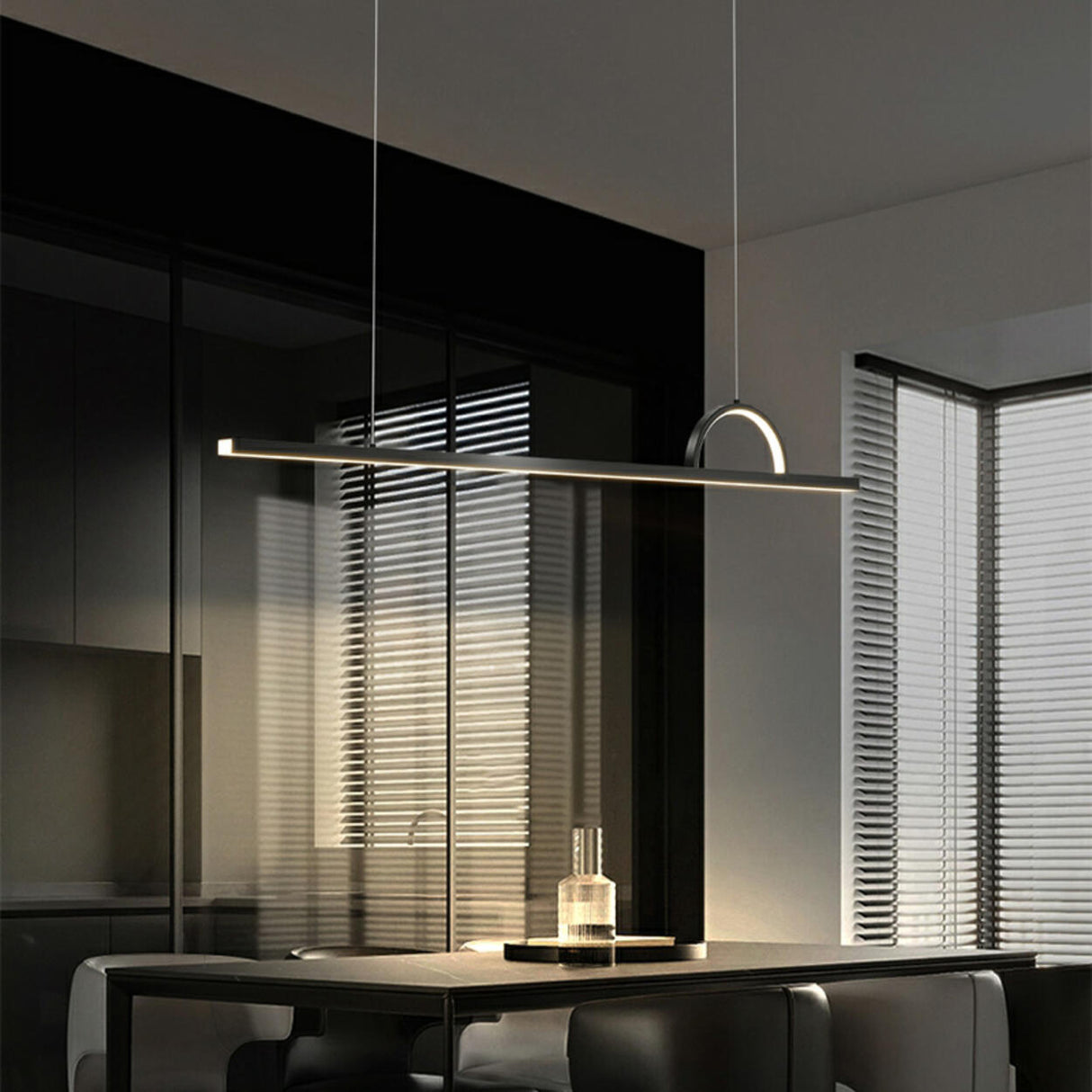 Contemporary Linear and Arch Island Pendant Light Image - 9