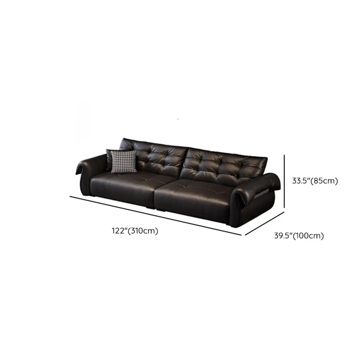 Contemporary Living Room Black Leather Reception Sofa Image - 15