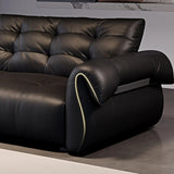 Contemporary Living Room Black Leather Reception Sofa Image - 4