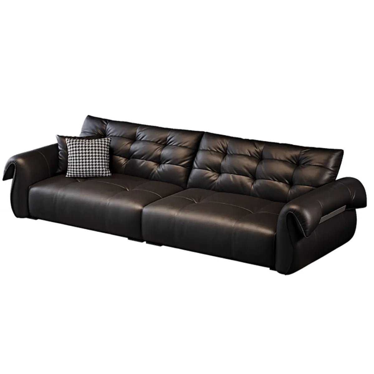 Contemporary Living Room Black Leather Reception Sofa Image - 3