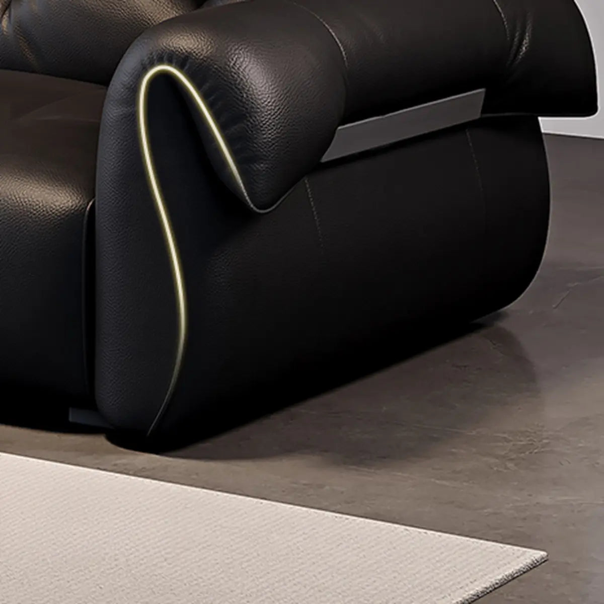 Contemporary Living Room Black Leather Reception Sofa Image - 6