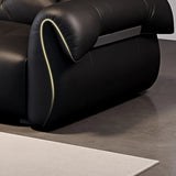 Contemporary Living Room Black Leather Reception Sofa Image - 6