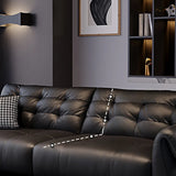 Contemporary Living Room Black Leather Reception Sofa Image - 7