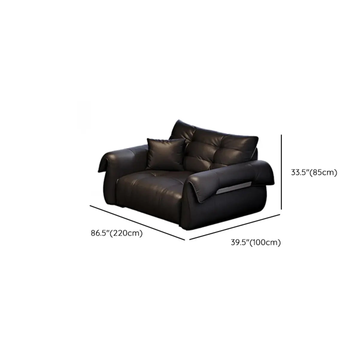 Contemporary Living Room Black Leather Reception Sofa Image - 10