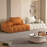 Contemporary Long Curved Fabric Standard Beige Sofa Image - 14