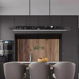 Contemporary Marble Linear Large Black Pendant Island Light Image - 18