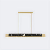 Contemporary Marble Linear Large Black Pendant Island Light Image - 2