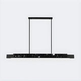 Contemporary Marble Linear Large Black Pendant Island Light Image - 7