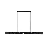 Contemporary Marble Linear Large Black Pendant Island Light Image - 9