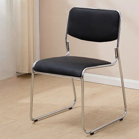 Contemporary Metal Frame Black Leather Task Office Chair Image - 1