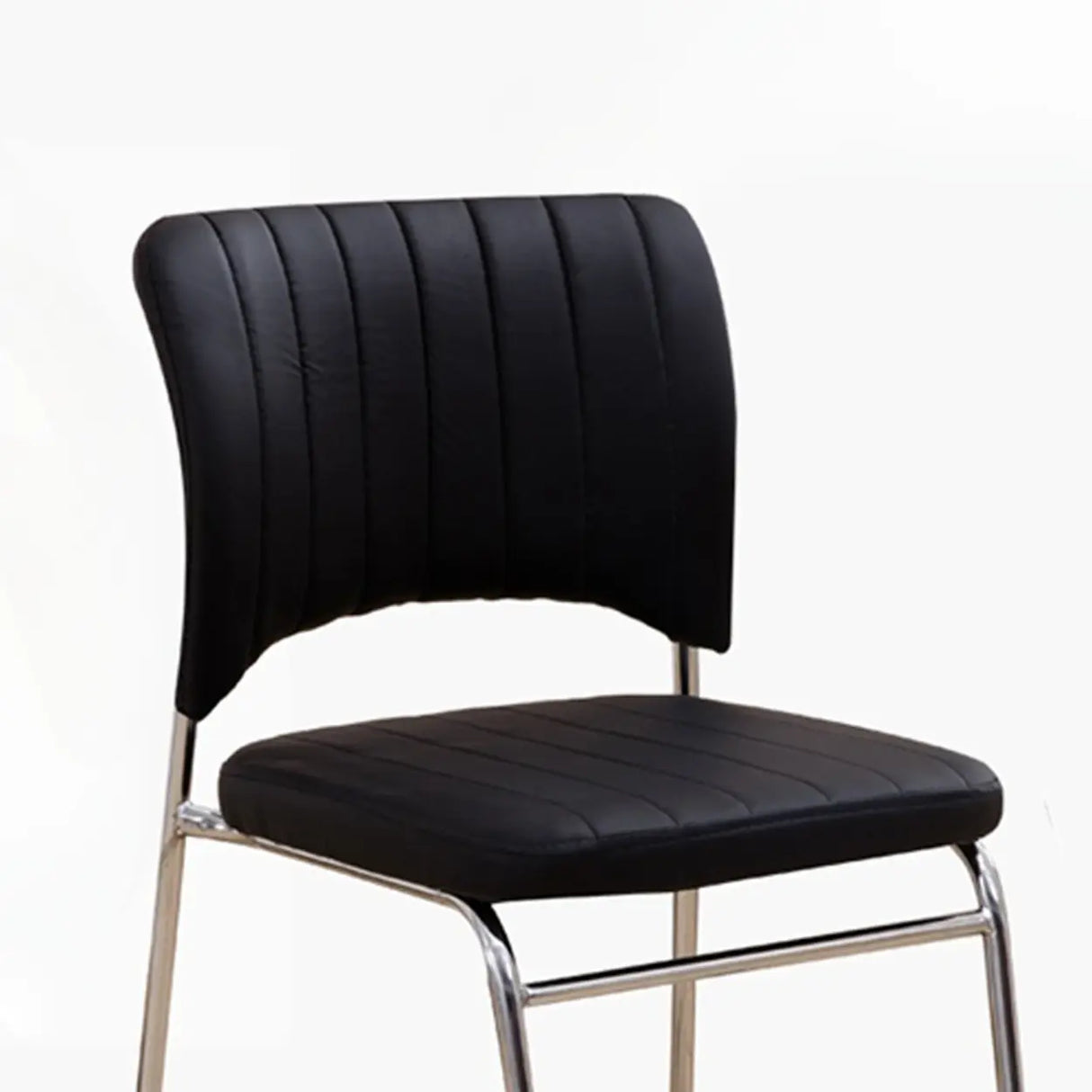Contemporary Metal Frame Black Leather Task Office Chair Image - 12