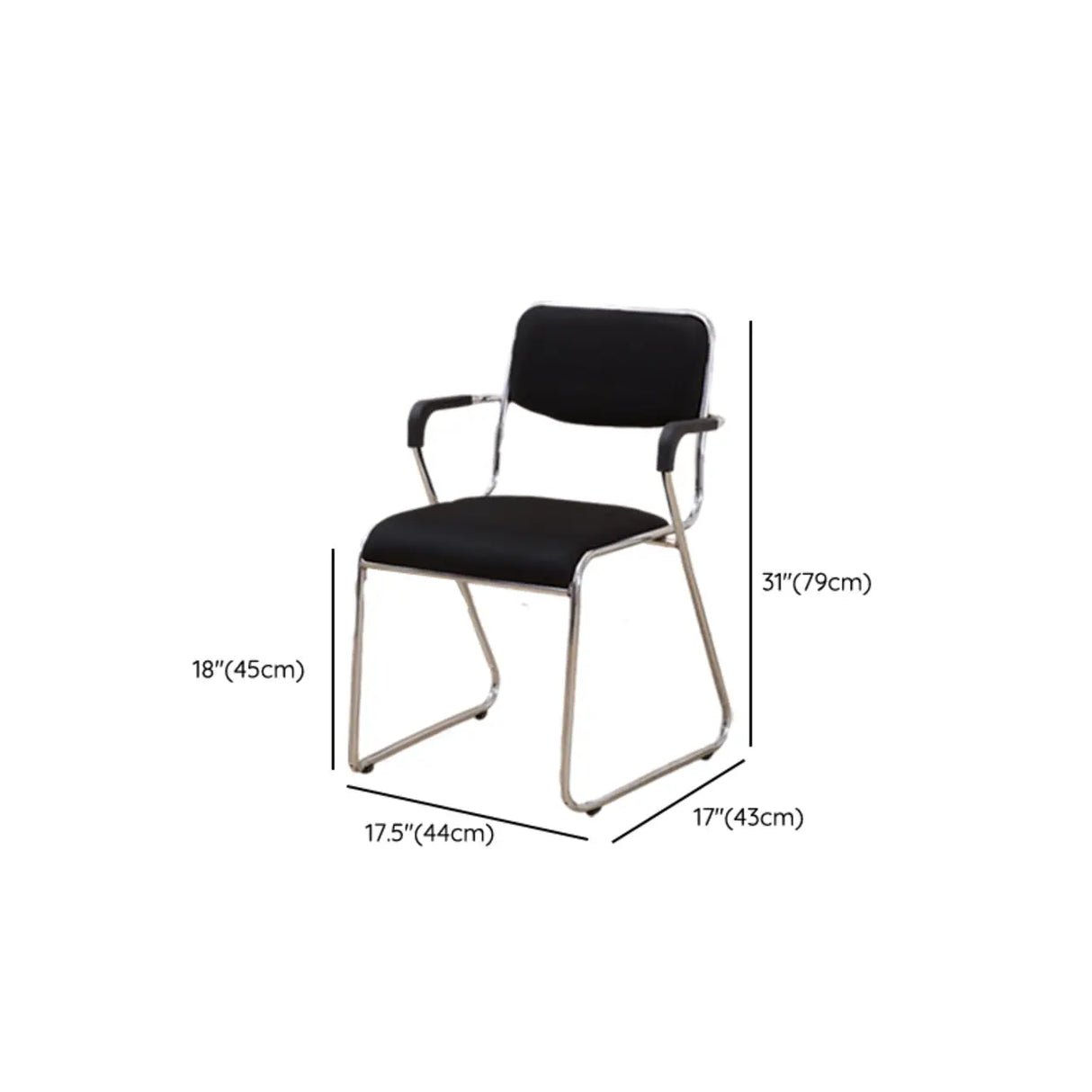 Contemporary Metal Frame Black Leather Task Office Chair Image - 15