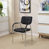 Contemporary Metal Frame Black Leather Task Office Chair Image - 4