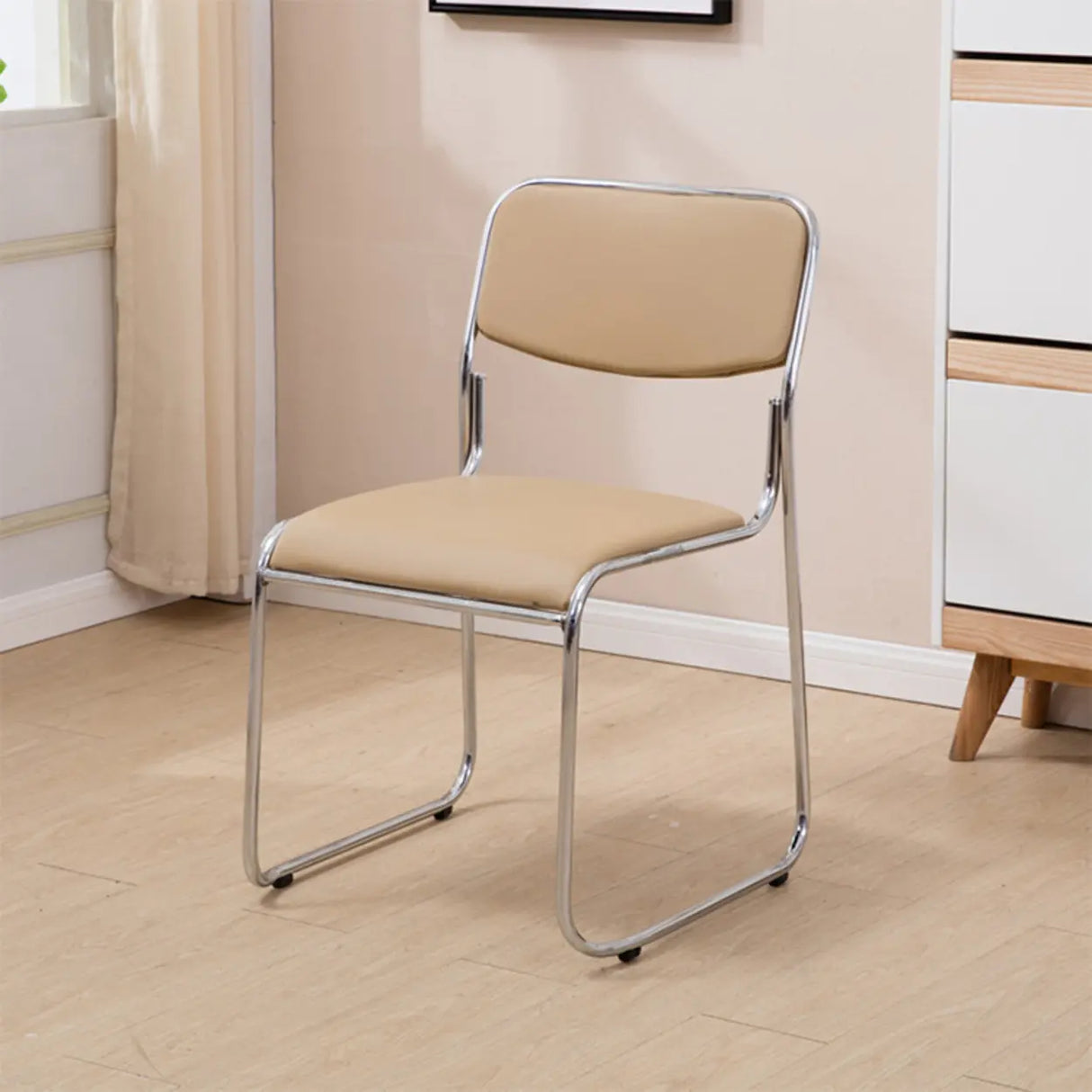 Contemporary Metal Frame Black Leather Task Office Chair Image - 7