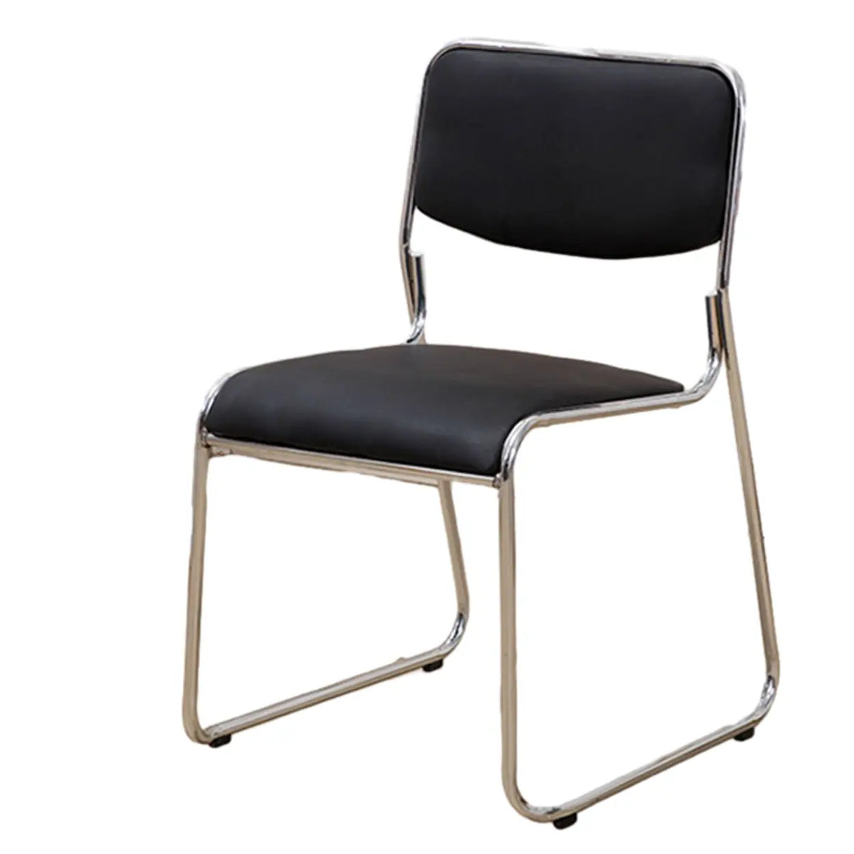 Contemporary Metal Frame Black Leather Task Office Chair Image - 9