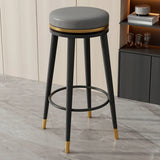 Contemporary Metal Frame Round Bar Stool with Padded Seat Image - 11