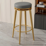 Contemporary Metal Frame Round Bar Stool with Padded Seat Image - 13