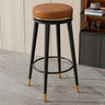 Contemporary Metal Frame Round Bar Stool with Padded Seat Image - 9