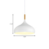 Contemporary Metal Teardrop-Shaped Pendant Light #size